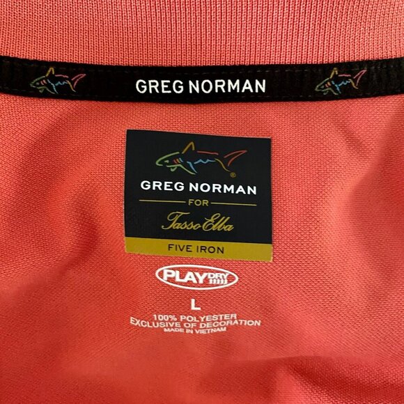 Greg Norman for Tasso Elba Five Iron Orange Polo Shirt with Play Dry Men's Large - Picture 6 of 8